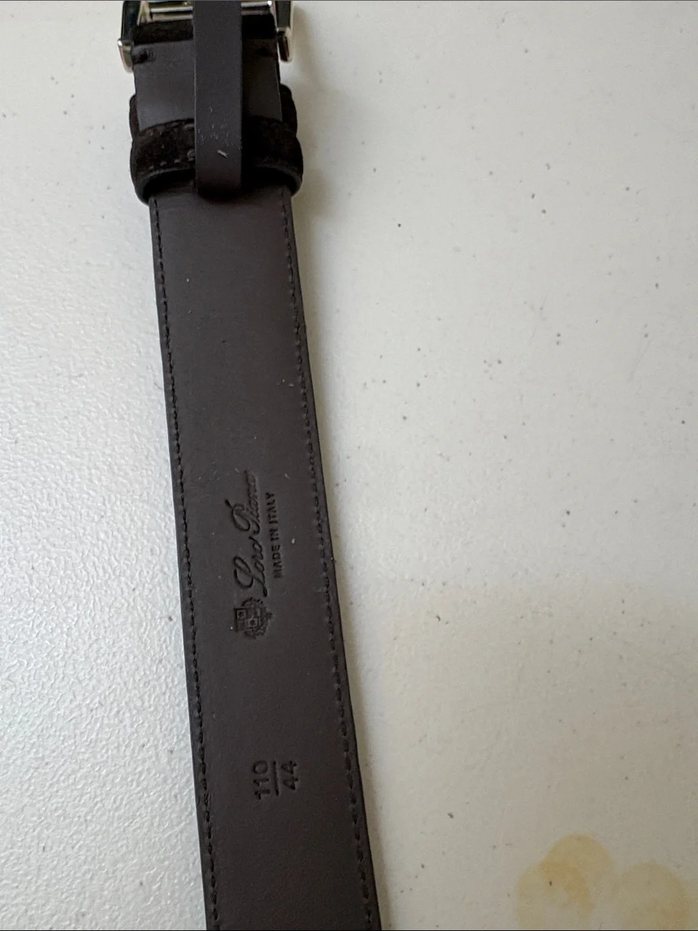 Loro Piana Black Suede Men's Belt with Silver Buckle